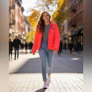 Converse Vibrant Red Quilted Jacket kids XL t 16-18 -111